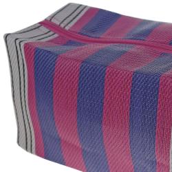 Toiletries/wash bag recycled plastic cement bags, pink blue stripes 22x12x11cm