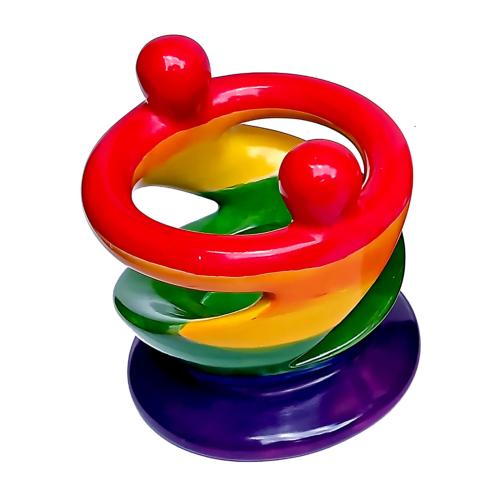 Kisii stone t-lite holder, rainbow 2 people