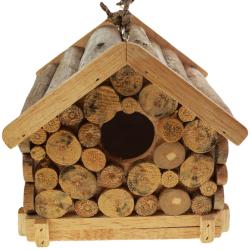 Birdhouse hanging with cut off branch twigs & driftwood 16.5x16x17