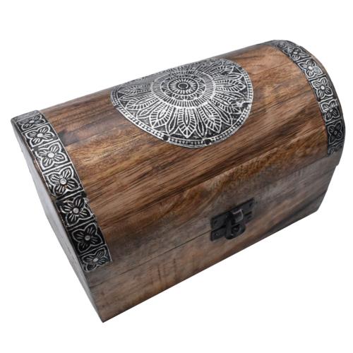 Jewellery Trunk Box/Chest Mango Wood with Hinged Lid 19 x 12 x 11cm