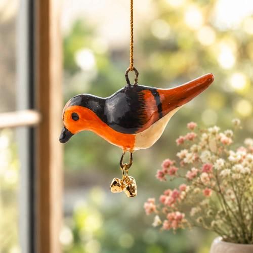 Hanging Bird Decoration Robin, Recycled Plastic