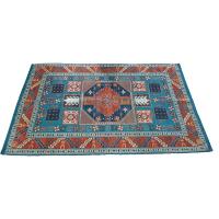 Rug indoor or outdoor, recycled plastic 60 x 100cm blue border