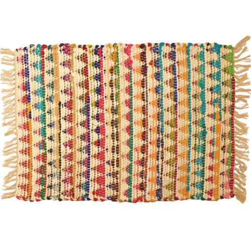 Chindi rag rug recycled cotton multicoloured triangles 100x150cm