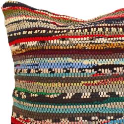 Chindi rag cushion recycled cotton handmade dark colour mix 40x40cm