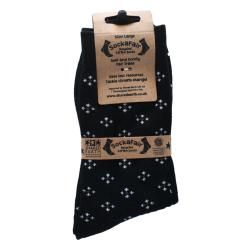 Socks Recycled Cotton / Polyester Black With Stars Shoe Size UK 7-11 Mens