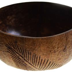 Coconut bowl, single leaf pattern
