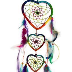 Dreamcatcher, 5 Hearts rainbow colours 12 x 65cm