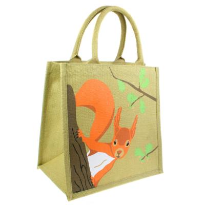 Jute shopping bag, square, squirrel