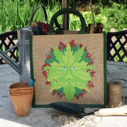 Jute shopping bag, Green Man 30x30cm