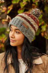 Classic Fairisle Roll Back Bobble Beanie Grey