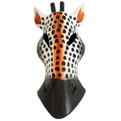Mask Albesia Wood Giraffe Black Spots on White 20cm