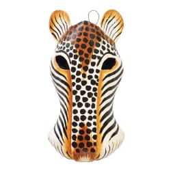 Mask Albesia Wood Big Cat Black Spots on White 20cm