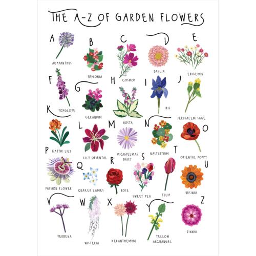 Greetings card "A-Z of Garden Flowers" 12x17cm