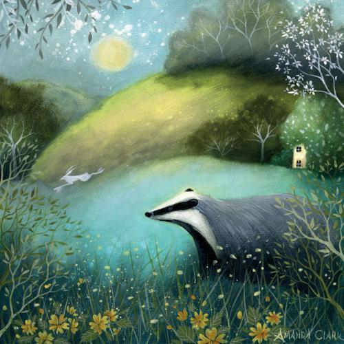 Greetings card "Primrose Hill Badger" 16x16cm