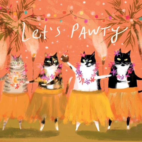 Greetings card "Let's Pawty" 16x16cm