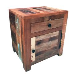 Bedside Cabinet Retro Recycled Wood