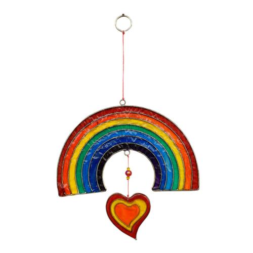 Suncatcher heart under rainbow