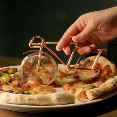 Bicycle shaped pizza cutter
