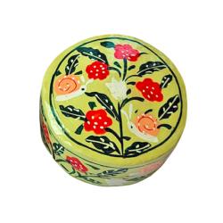 Trinket Box Round Papier Mâché Snails and Flowers 8cm