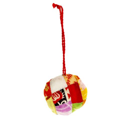 Hanging decoration, ball, recycled sari silk