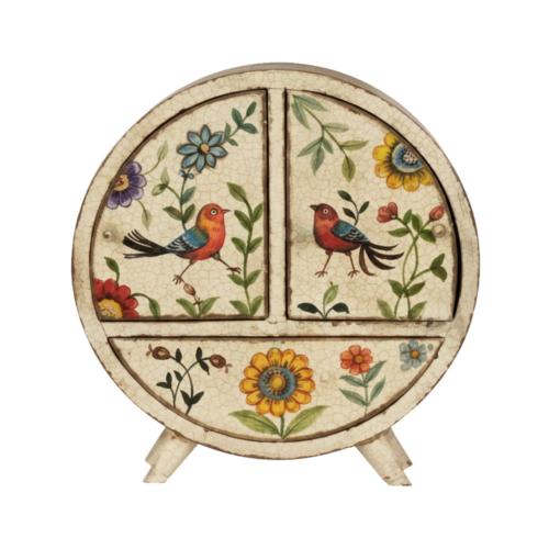 Mini Chest Mango Wood Circular 3 Drawers Garden 28x11x28cm