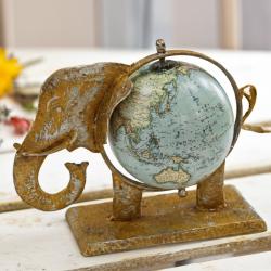 Iron Elephant Globe 25.5x13x20cm