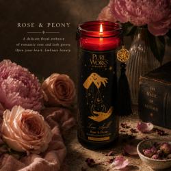 Candle in Glass Jar Esoteric Love Spell, Rose and Peony 300g