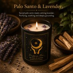 Candle with Gemstone Esoteric Purifying Moon, Palo Santo and Lavender 120g