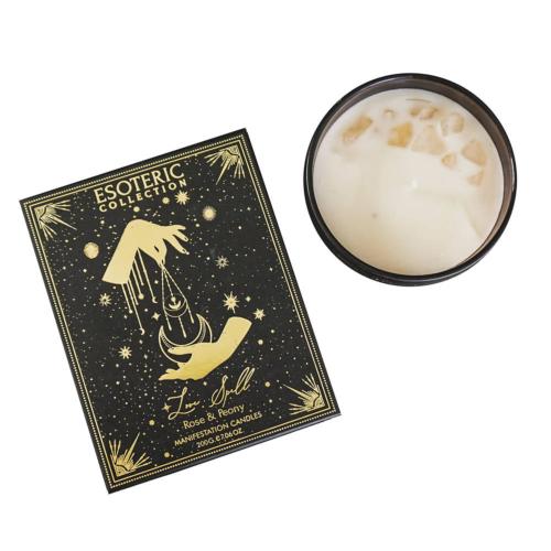 Candle with Gemstone Esoteric Love Spell, Rose + Peony 200g