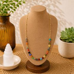 Necklace Recycled Cotton Beads + Flower Shapes