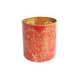 Tealight Holder Metal Red Hearts 6 x 6cm
