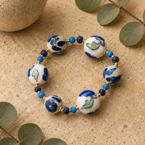 Bracelet Ceramic Beads Blues