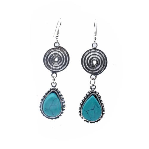 Earrings Coil and Semi Precious Stone