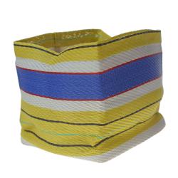 Planter plant holder recycled plastic cement bags, purple yellow stripes 10x10x10cm