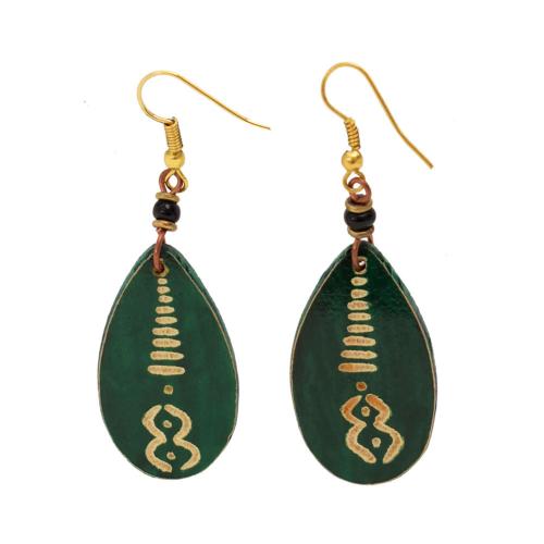 Earrings gourd teardrop + bead, green