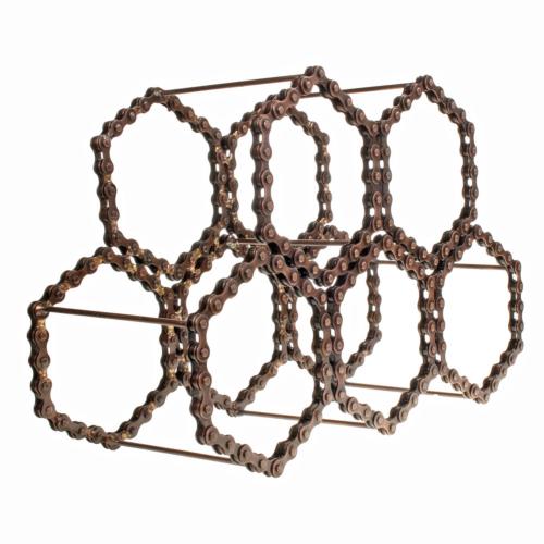 Bike chain bottle rack, honeycomb shape