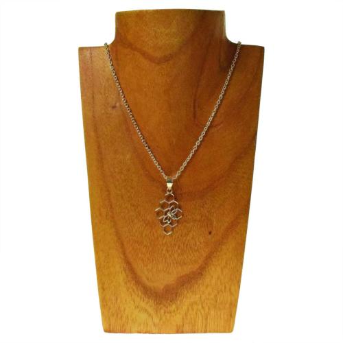 Pendant necklace, silver colour, bee & honeycomb