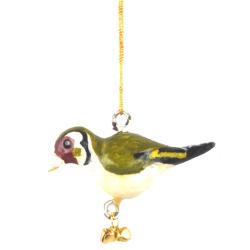 Hanging Bird Decoration Goldfinch, Recycled Plastic