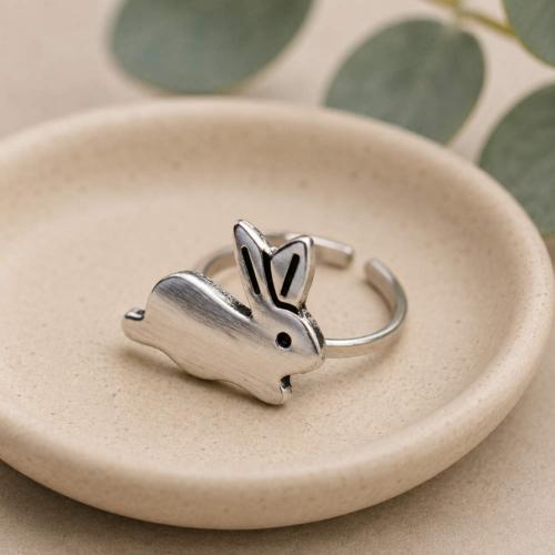 Ring, Silver coloured Rabbit 2cm (adjustable) motif 3.5(L) x 2 (W) cm