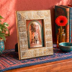 Photo Picture Frame Mango Wood Ethnic Pattern 5 x 7 inches