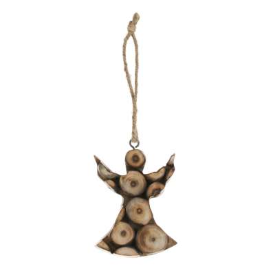 Hanging angel, decorative wood twig slices