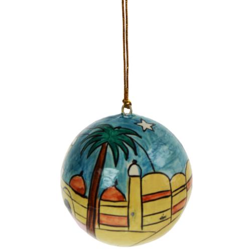 Hanging bauble, Holy City, papier maché