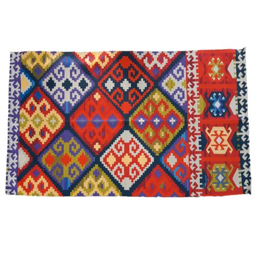 Rug indoor or outdoor, recycled plastic 80 x 120cm diamonds multicolour