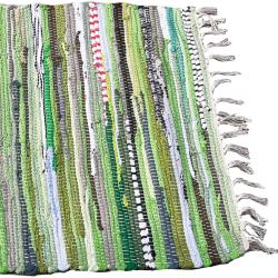 Rag rug, recycled material, green 50x90cm