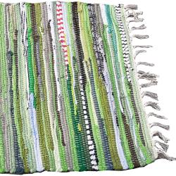 Rag rug, recycled material, green 50x90cm