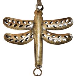 Hanging bell recycled wrought iron, dragonfly 9 x 15cm
