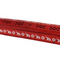 Incense stick and cone smoke box with storage, red