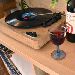 Single Wine Glass Recycled Glass Blue Tinted, 13cm height