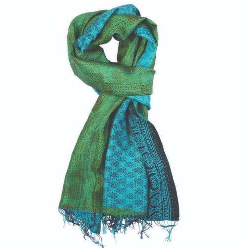Scarf recycled silk kantha stitch - assorted colours and designs