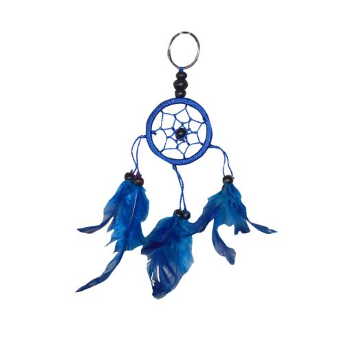 Small dreamcatcher - keyring or decorative hanging, 4.5cm diameter blue